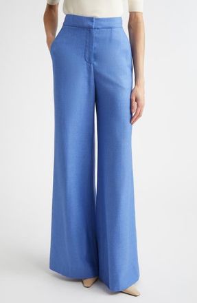 St. John Silk & Wool Wide Leg Trousers in Periwinkle at Nordstrom, Size 12