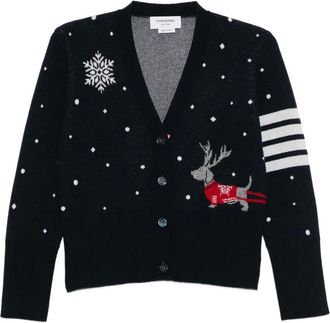 Thom Browne Cardigan con intarsio - Blu