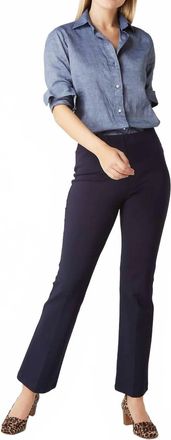 Ann Mashburn Faye Flare Cropped Pant In Navy Ponte Knit