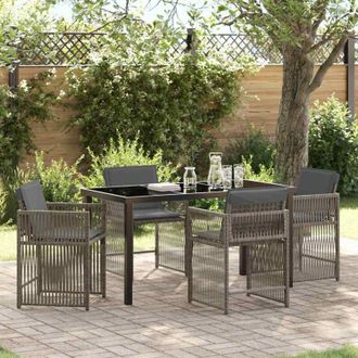 vidaXL Conjunto De Comedor De Jard&iacute;n 5 Pcs Gris Rat&aacute;n Sint&eacute;tico Vidaxl