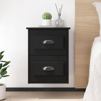 vidaXL Mesitas De Noche De Pared 2 Uds Negras 41,5x36x53 Cm Vidaxl