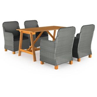 vidaXL Juego De Comedor Para Jard&iacute;n De 5 Piezas Gris Claro Vidaxl