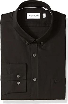 Lacoste Geborduurd Krokodil Zwart Overhemd - Heren - Casual Overhemden - Grijs - S - Katoen - Overhemden
