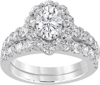 Grown Brilliance 3.00 Carat 14K White Gold Oval Cut Lab Grown Diamond Bridal Ring Set for Women- Color/Clarity-G/VS