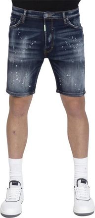 My Brand Groene Skinny Shorts met Verfvlekken - Heren - Denim shorts - Blauw - W32 - Denim - Korte Broeken