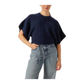 Est'seven Truien & Vesten, Dames, Blauw, S, Wol, Navy Blauwe Acryl Trui Suzette Pix