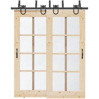 vidaXL Kit De Herrajes Para Puertas Correderas Acero Negro 183 Cm Vidaxl