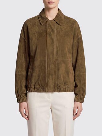 Brunello Cucinelli Bomber in pelle scamosciata con chiusura a scomparsa