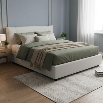 Dmora Dmora - Cama Matrimonial Ddaiv, Cama Contenedor Con Revestimiento De Tela, 100% Made In Italy, Apertura Frontal, Con Colch&oacute;n De 160x190 Cm Incluido, B