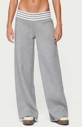 Edikted Eloura Stripe Waist Low Rise Sweatpants in Gray-Melange at Nordstrom, Size X-Large