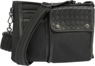 Bottega Veneta Pre-owned Cross Body Bags, female, Black, Size: ONE SIZE Pre-owned Canvas Shoulder Bag
