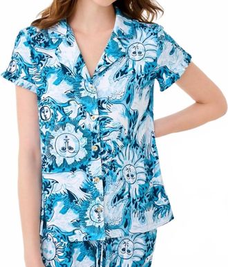 Lilly Pulitzer Valaine Pj Top In Bellevue Blue Lilly Gulls