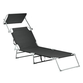 Beliani Beliani - Tumbona De Jard&iacute;n Reclinable Con Toldo De Metal Plegable Negro Foligno