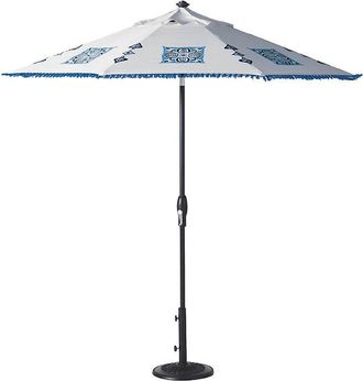 Frontgate Bronte Tile Handpainted Designer Umbrella - Weathered TeaK - Frontgate