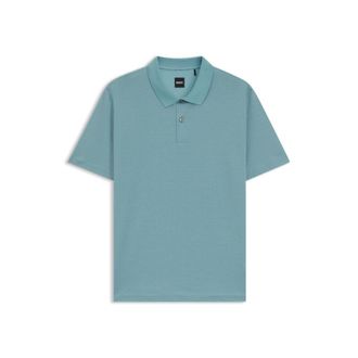 BOSS Mercerized-cotton polo shirt with geometric jacquard