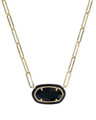 Kendra Scott Womens Elisa Enamel Frame Paperclip Necklace In Black Agate