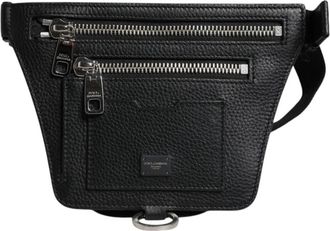 Dolce & Gabbana Kalfsleren Fanny Pack met Logo Plaque - unisex - Heuptassen - Zwart - ONE Size - Leer - Tassen