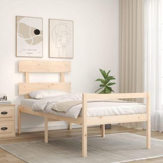 vidaXL Cama Para Personas Mayores Con Cabecero Madera Maciza Vidaxl
