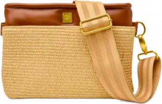 Think Royln Womens Yacht Bum Bag 2.0 In Dune Raffia/saddle