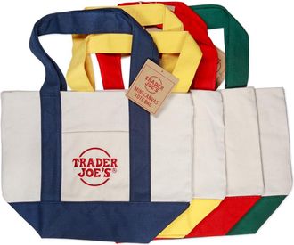 Generic Trader Joes Mini Canvas Tote Bag, Reusable Cotton Carry Tote, 4 Pack Combo