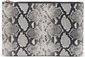 Anine Bing Elly snakeskin-print leather clutch bag - Grigio