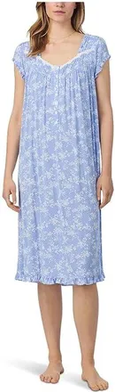 Eileen West Modal Spandex Jersey 42 Cap Sleeve Waltz Nightgown Womens Clothing Blue Ground White Floral : XS, Modal/Spandex