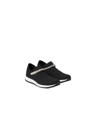 Jimmy Choo London Verona Black Knit Trainers with White Pearl and Crystal Detailing Size 37