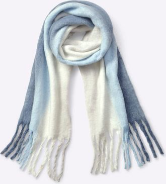 Heine Modeschal HEINE, Damen, blau (marine, ecru), Polyester, gemustert, Modet&uuml;cher Modeschal