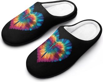 Generic Tie Dye Dragonfly Funny Mens Cotton Slippers Soft Non-Slip Rubber Sole House Slipper Indoor Outdoor
