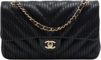 Chanel Pre-owned Pleated Leather Shoulder Bag - Dames - Vintage Schoudertas - Zwart - ONE Size - Leer - Vintage