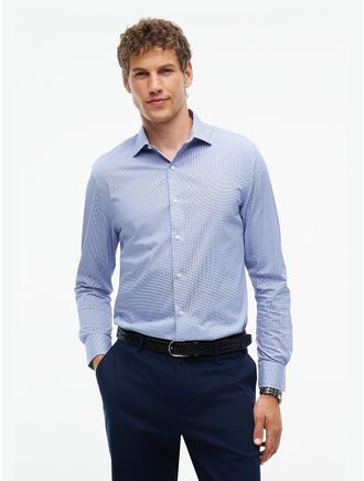 Tommy Hilfiger Mens Regular Fit THFlex Check Dress Shirt - Blue - 14.5/32-33