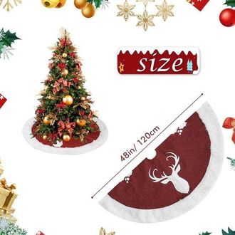 OEM Falda Para &Aacute;rbol De Navidad Grande Roja Faldas Para &Aacute;rbol De Navidad Lujosa Piel Sint&eacute;tica Afelpada Lino Base Para &Aacute;rbol De Navidad Alfombra Para