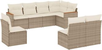 vidaXL Vidaxl - Juego De Sof&aacute;s De Jard&iacute;n Con Cojines Beige 8 Pzas Rat&aacute;n Pe