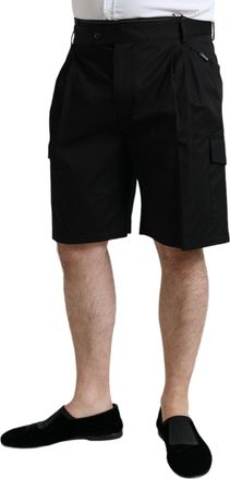 Dolce & Gabbana Mens Black Cotton Stretch Cargo Bermuda Shorts Virgin Wool Elastane