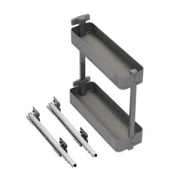 Emuca Emuca Botellero Lateral Extra&iacute;ble Harmony Con Cierre Suave, M&oacute;dulo Ancho 200mm Alto 700mm, Acero Y Madera, Gris Antracita