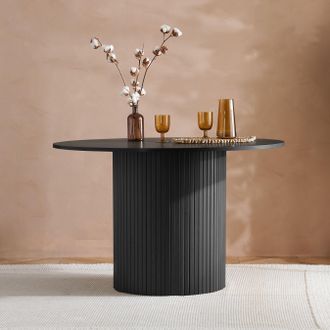 Birlea Round Fluted Dining Table Axel in Black