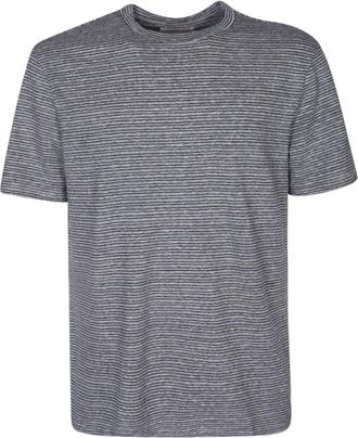 Officine G&eacute;n&eacute;rale Beige Gestreept T-shirt - Heren - T-shirts - Grijs - S - Linnen - Tops