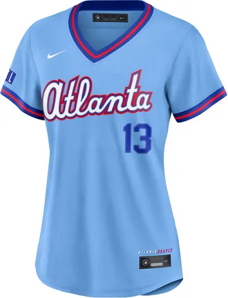 Nike Ronald Acu&ntilde;a Jr. Atlanta Braves City Connect Nike Womens MLB Stadium Jersey in Blue | RW260H0LAW9-Z1U