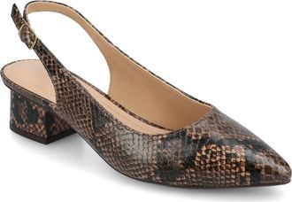 Journee Collection Sylvia Slingback Pump - Wide Width Available in Snake/brown at Nordstrom Rack, Size 6.5