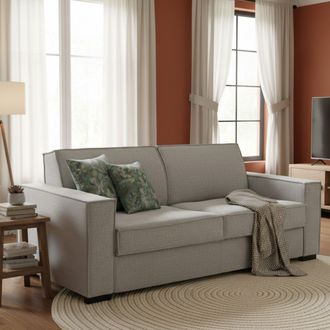 Talamo Italia Sofa Cama Dmarull, Sof&aacute; De 2 Plazas, 100% Made In Italy, Sof&aacute; De Sal&oacute;n Con Apertura Giratoria, En Tela Acolchada, Con Reposabrazos Delgados, Cm 160x95