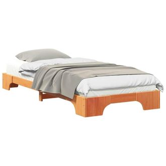 Berkfield Home Stylish Floor Bed Frame with Storage Brown 90 x 210 cm Wood