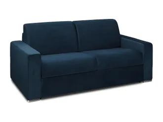 Vente-Unique Vente-unique - Divano Letto 2 Posti Ribalta Doga Larga Letto120cm Materasso14cm Velluto Memory - Blu Notte - Calito