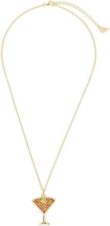 Sterling Forever Pav&eacute; Cubic Zirconia Espresso Martini Pendant Necklace in Gold at Nordstrom