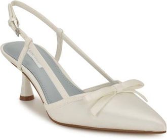 Nine West Reega Slingback Pointed Toe Pump in White 140 at Nordstrom, Size 8.5