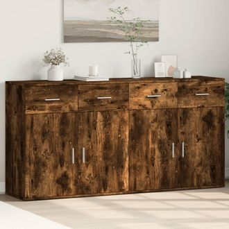 vidaXL Vidaxl - Aparadores 2 Uds Madera De Ingenier&iacute;a Roble Ahumado 79x38x80 Cm