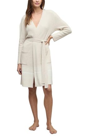 Barefoot Dreams CozyChic Lite Variegated Stripe Rib Robe in Sand Dune-Pearl at Nordstrom, Size Large