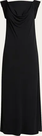 Bottega Veneta Intrecciato-Trim Draped Crepe Jersey Maxi Dress