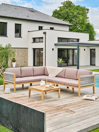 DCB Garden Conjunto de muebles de jard&iacute;n esquinero de 5 plazas - acacia