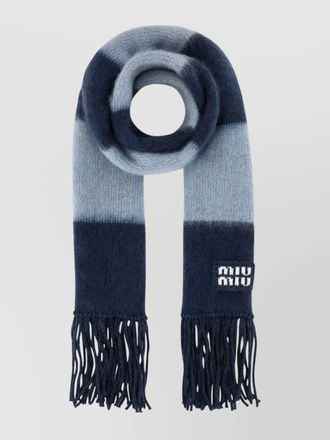 Miu Miu mohair blend scarf with embroidered stripes and fringe