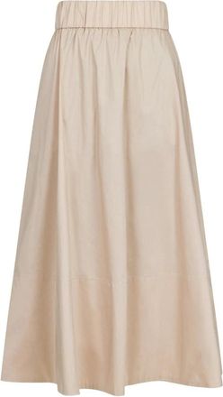 Neo Noir Yara Poplin Rok - Dames - Midirokken - Beige - L - Katoen - Rokken